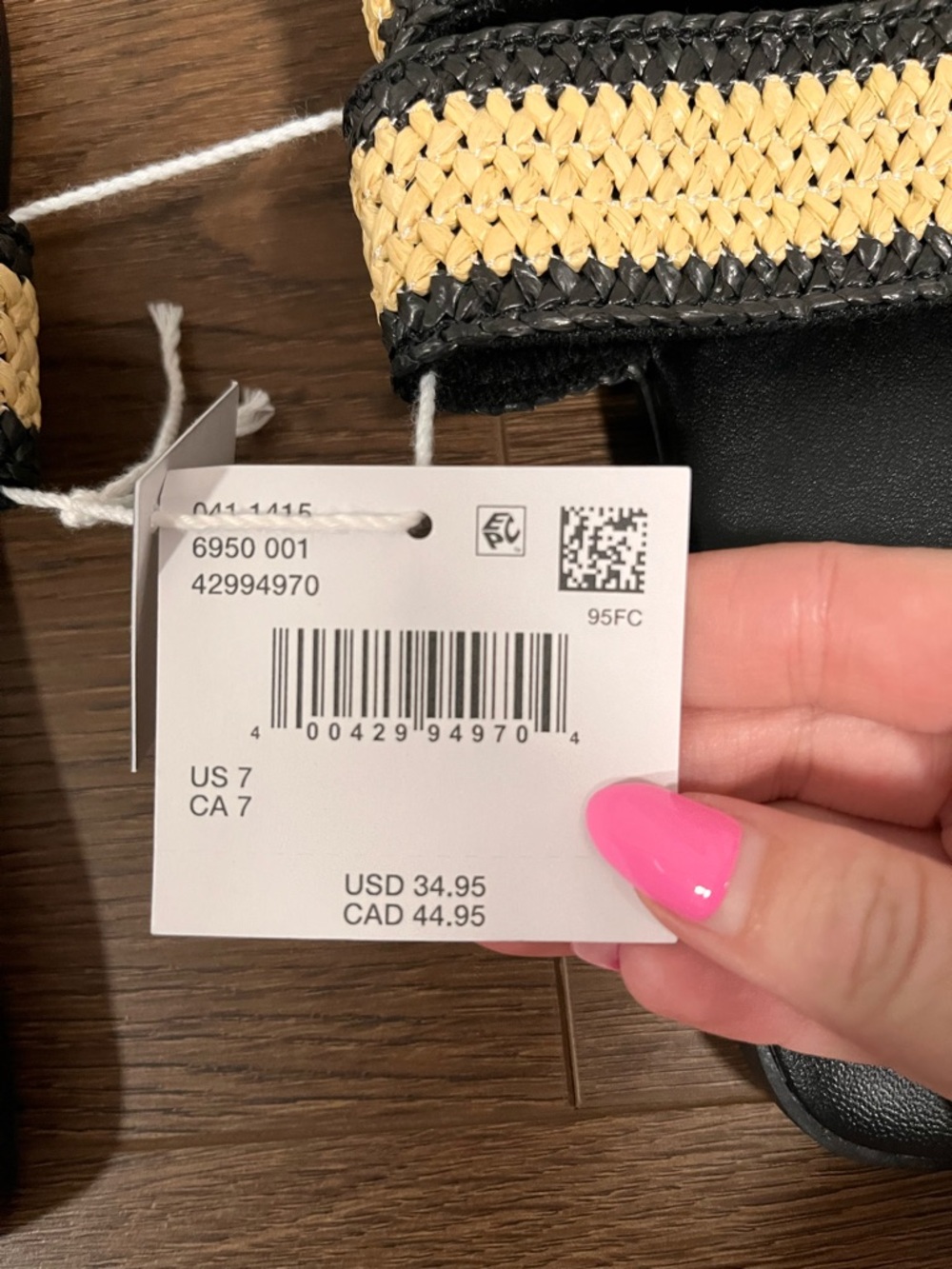 American Eagle Outfitters Black and Natural Braided Slide Sandals - Picture 3 of 3